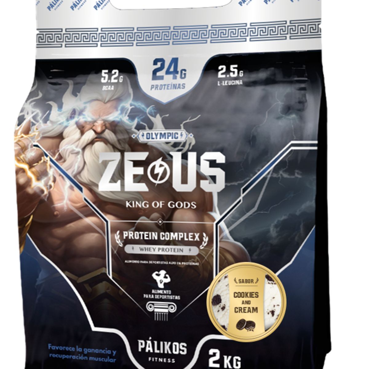 PALIKOS FITNESS - Proteína Zeus Complex 2kg Sabor Cookies and Creams Formato Doypack