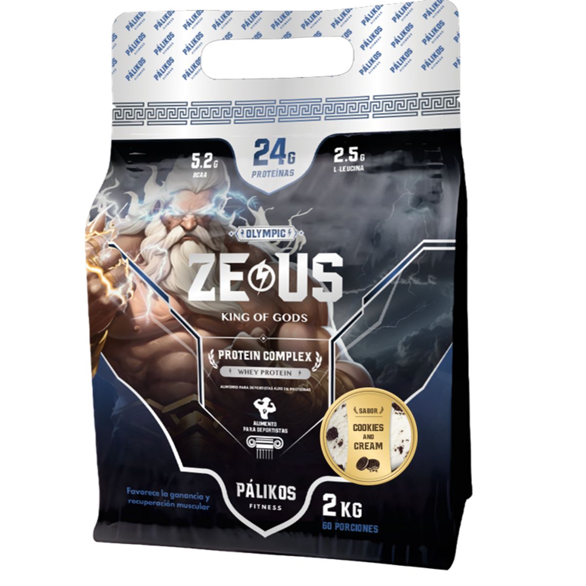 PALIKOS FITNESS - Proteína Zeus Complex 2kg Sabor Cookies and Creams Formato Doypack