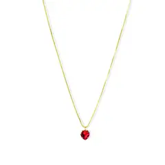 ANDREA COGGIOLA JOYAS - Collar Corazón Circón Rojo 6mm Enchapado Oro 18K