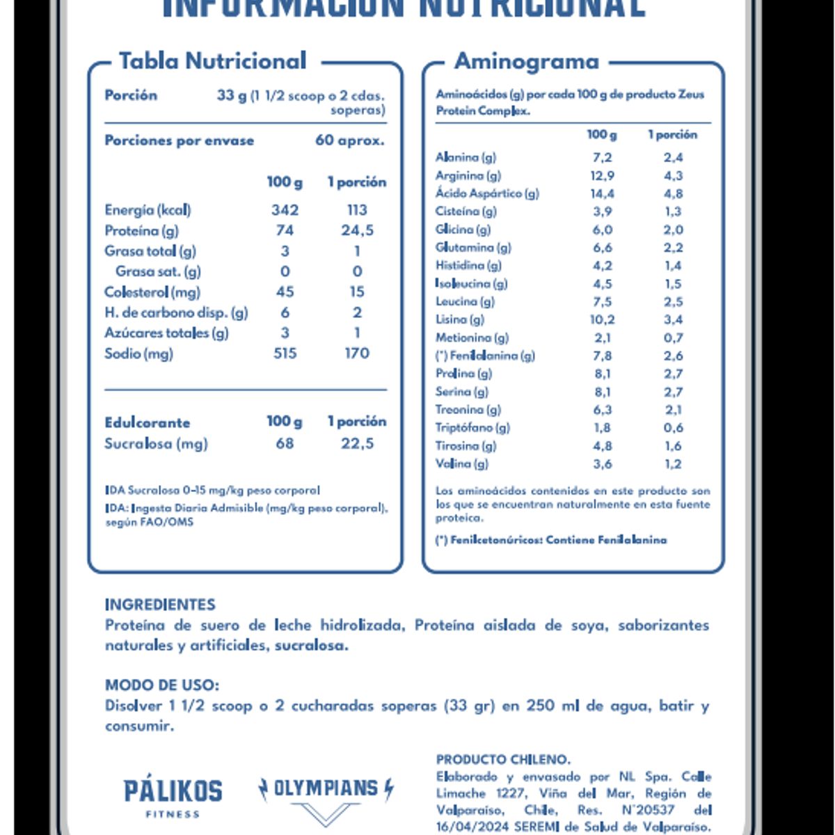 PALIKOS FITNESS - Proteina Zeus Complex 2kg Sabor Cappuccino y Creatina 300g Apolo