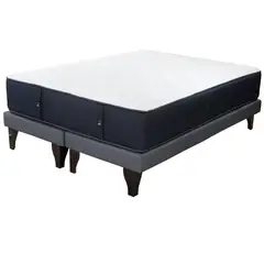 BLOCCARE - Cama Tradicional 2P + Colchon Premium / Patas 19.5 cm - Largo 200 cm