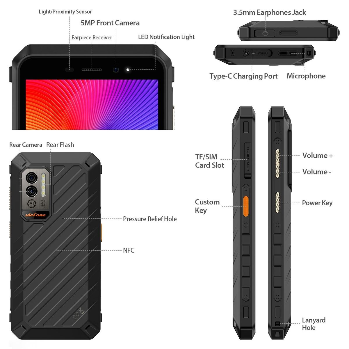 ULEFONE - Ulefone Armor X11 Pro - Celular Indestructible Resiste Golpes Caídas Agua y Polvo -