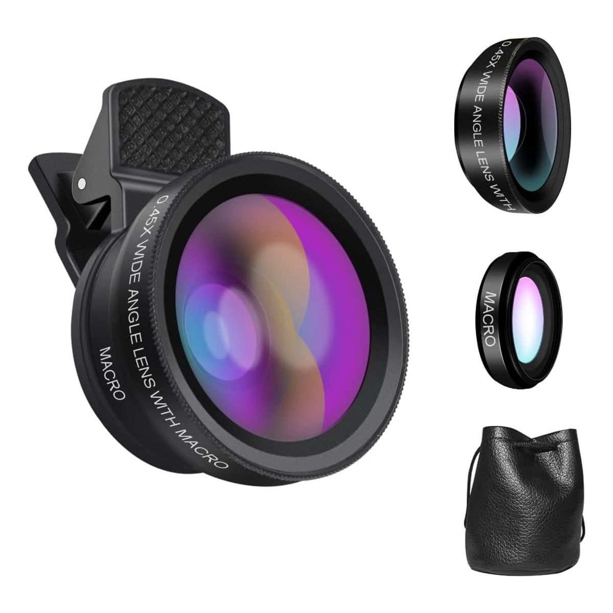 ATURE - Lente Para Celular Gran Angular + Macro Universal 045x 49uv Negro