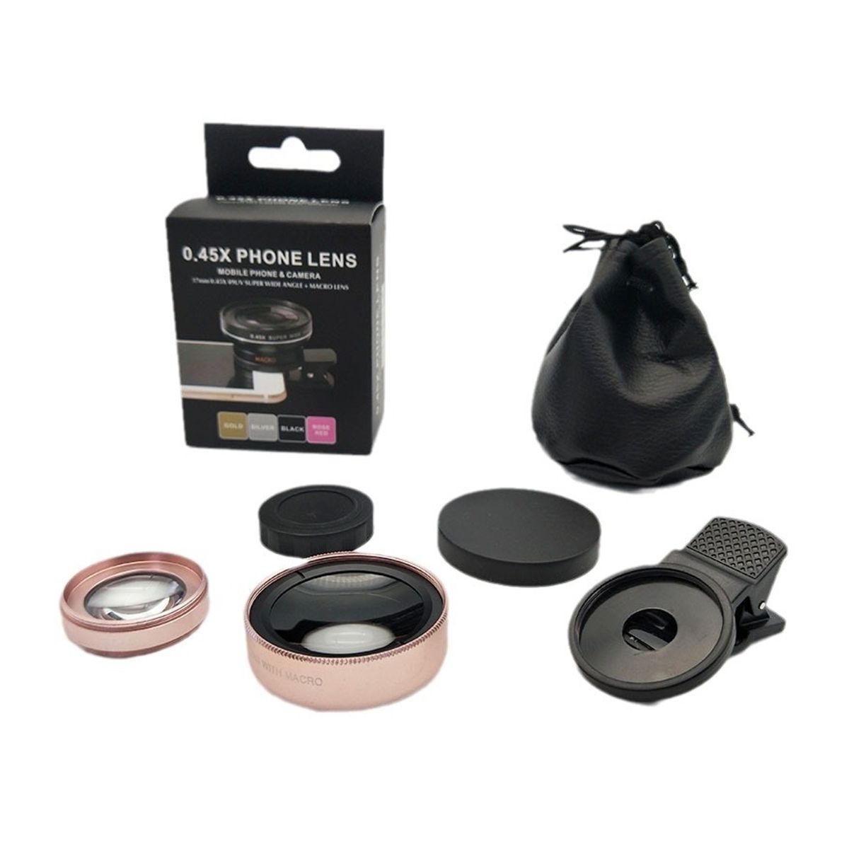 ATURE - Lente Para Celular Gran Angular + Macro Universal 045x 49uv Rosa