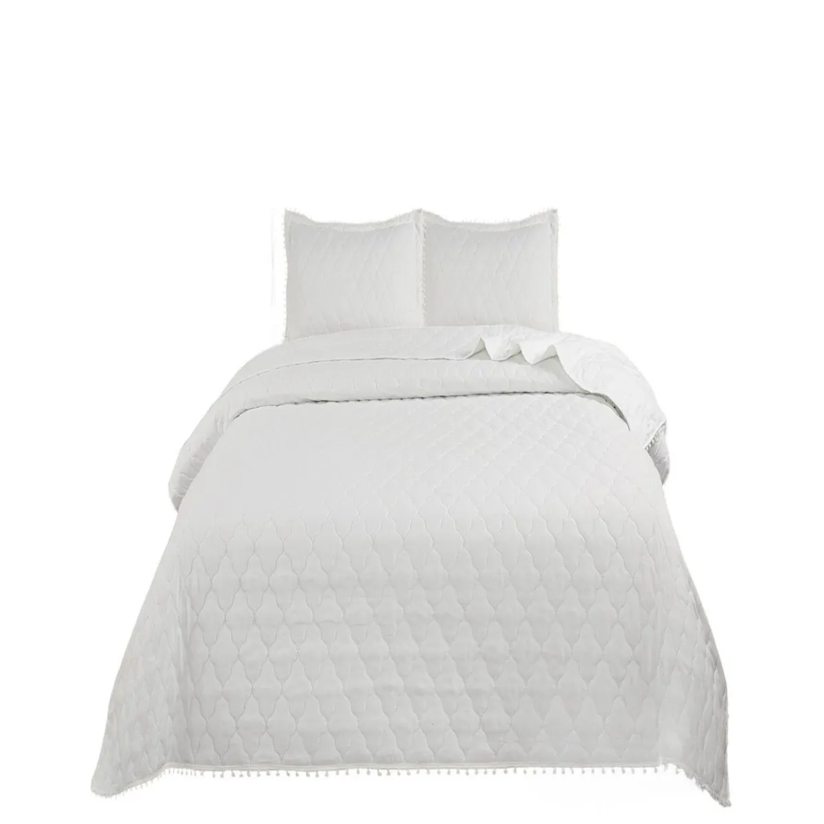 GENERICO - Cubrecamas Quilt 2 Plazas con Pompones C7