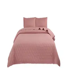 GENERICO - Cubrecamas Quilt 2 Plazas con Pompones C6_.