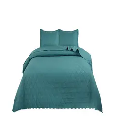 GENERICO - Cubrecamas Quilt 2 Plazas con Pompones C4