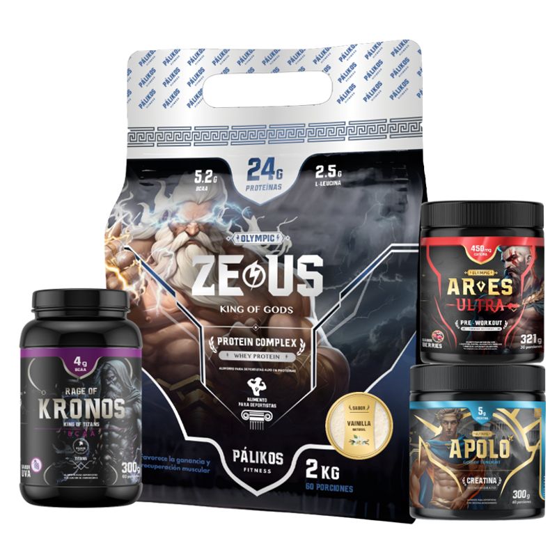 PALIKOS FITNESS - Proteína CP 2kg Vaini + Crea 300g + Preentreno 321g + Aminoácido 300g