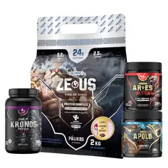 PALIKOS FITNESS - Proteína CP 2kg Frutos + Crea 300g + Preentreno 321g + Aminoácido 300g
