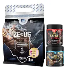 PALIKOS FITNESS - Proteina Zeus 2kg Frutos del bosque + Creatina 300g + Pre entreno 321g