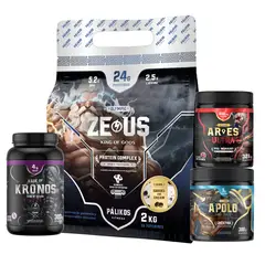 PALIKOS FITNESS - Proteína CP 2kg Cookie + Crea 300g + Preentreno 321g + Aminoácido 300g