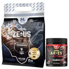 PALIKOS FITNESS - Proteína Zeus Complex 2kg Cookies and Creams y Pre entreno Ares 321g