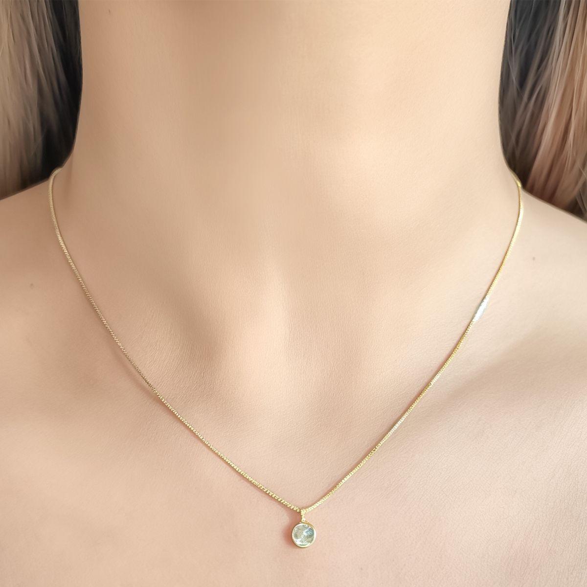 COGGIOLA - Collar Punto De Luz Redondo 5mm Enchapado Oro 18K