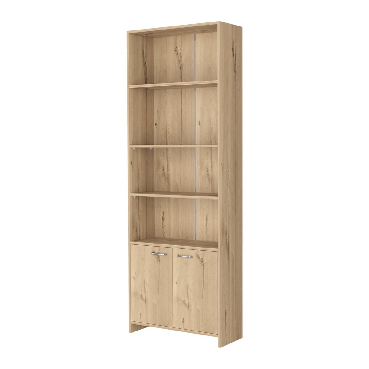 FMFURNITURE - Biblioteca 2 Puertas 5 Repisas - Café Claro 180x63x26 cm