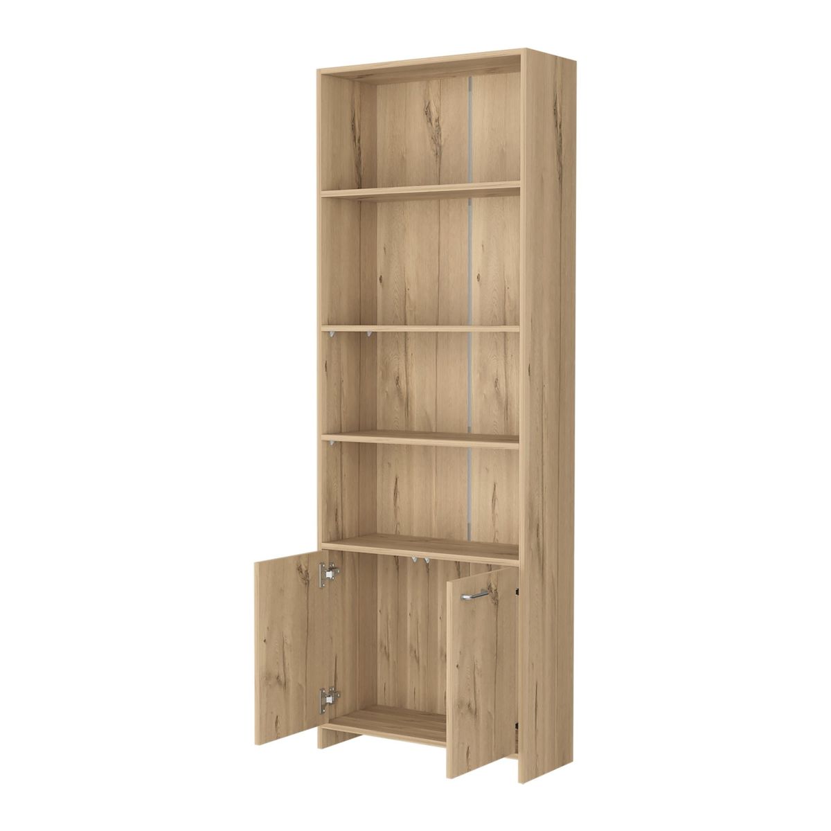 FMFURNITURE - Biblioteca 2 Puertas 5 Repisas - Café Claro 180x63x26 cm