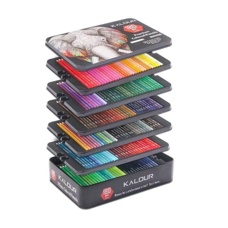 GENERICO - Set 180 Lapices Color Arte Profesional Dibujo Caja Metálica