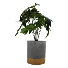 GENERICO - Planta Artificial Tropical Macetero Ceramica Gris Con Dorado