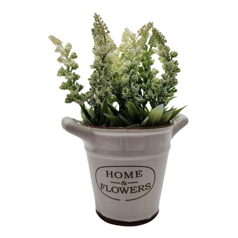 GENERICO - Planta Artificial Macetero Cerámica Home And Flowers Blanco