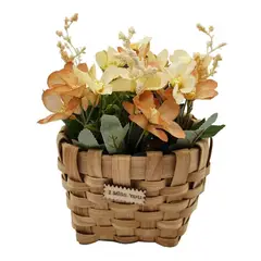 GENERICO - Planta Artificial Macetero Mimbre Flores Amarillas Naranjas