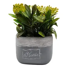 GENERICO - Planta Artificial Macetero Cerámica Vintage Plants Cubo - Amarillo