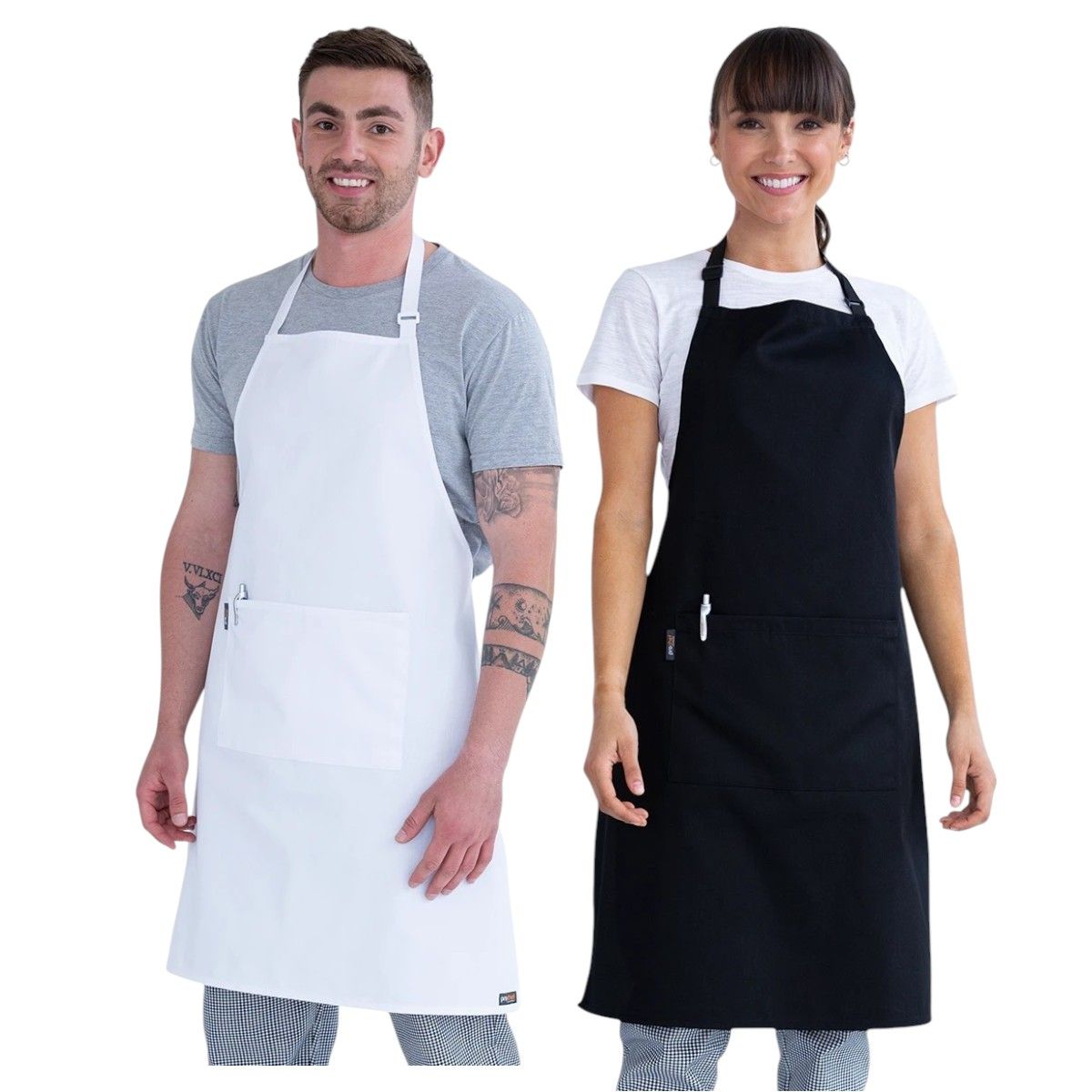 GENERICO - Pack 2 Pecheras - Delantales Chef Barberia Restaurante B&N
