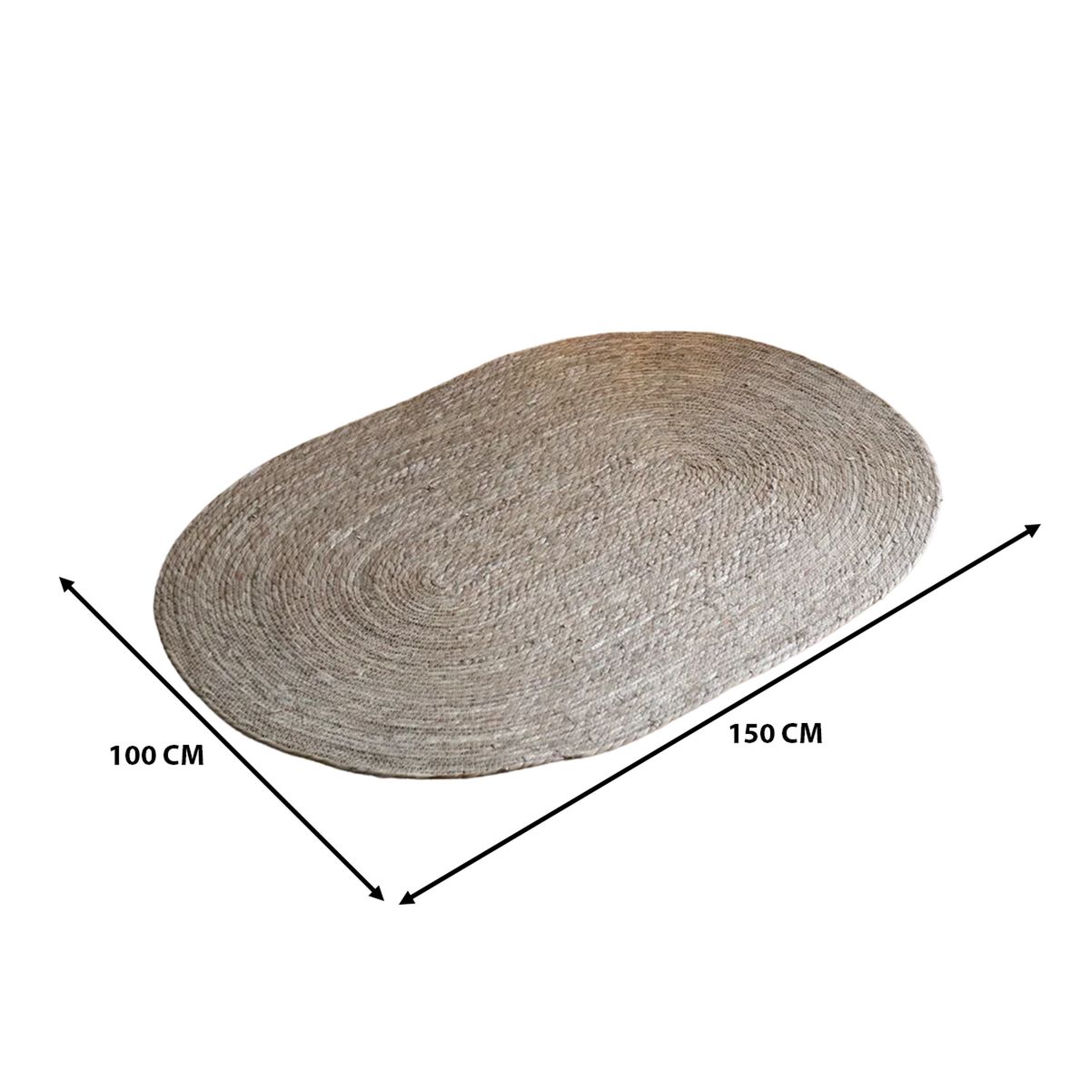 GENERICO - Alfombra De Yute Tradicional Rustica Ovalada Color Natural M