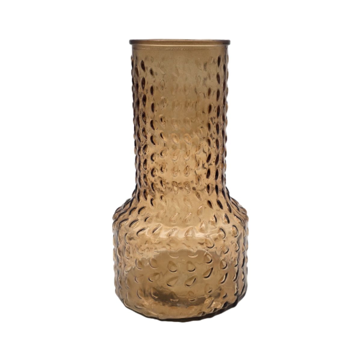 GENERICO - Florero Decorativo De Vidrio Con Diseño Base Ancha Café 25