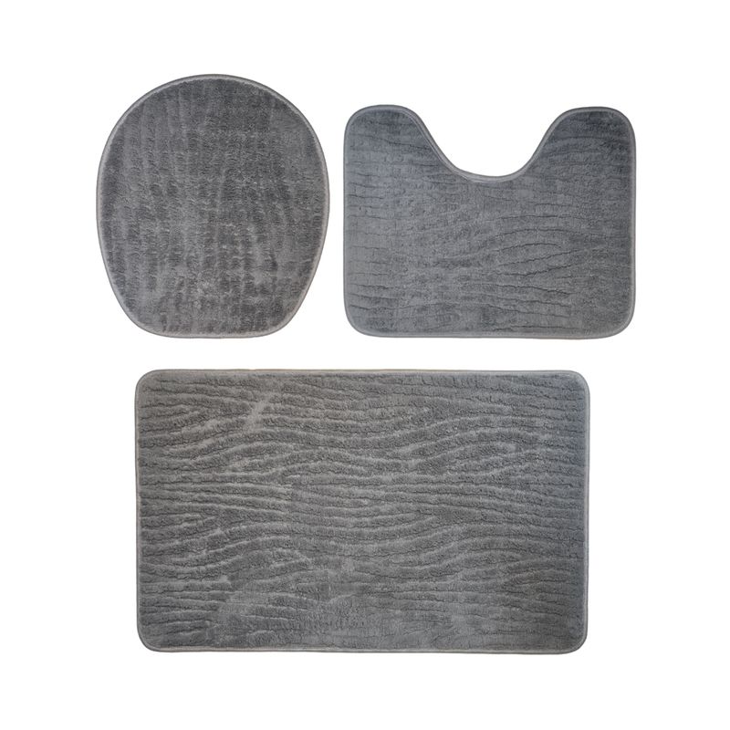 GENERICO - Conjunto De 3 Alfombra De Baño Suaves Absorventes Microfibra - Gris