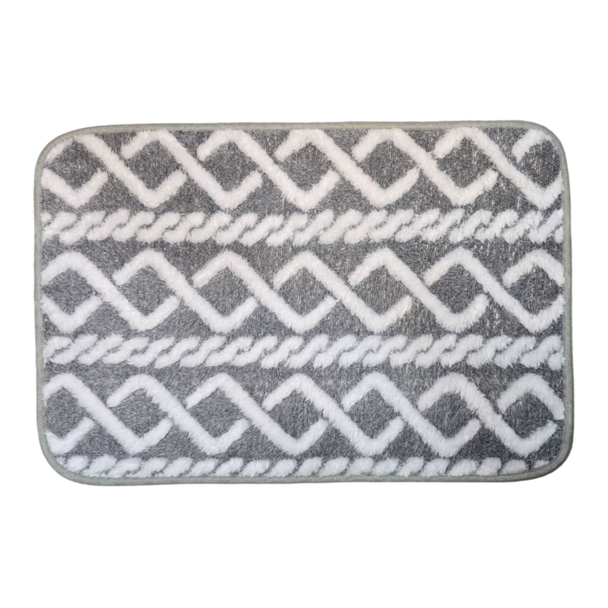 GENERICO - Alfombra De Baño Piso Extra Suave y Absorbente Diseño Trenza - Gris