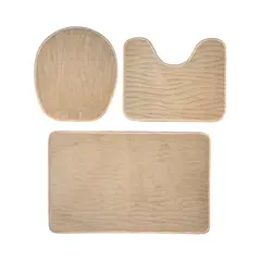 GENERICO - Conjunto De 3 Alfombra De Baño Suaves Absorventes Microfibra - Beige