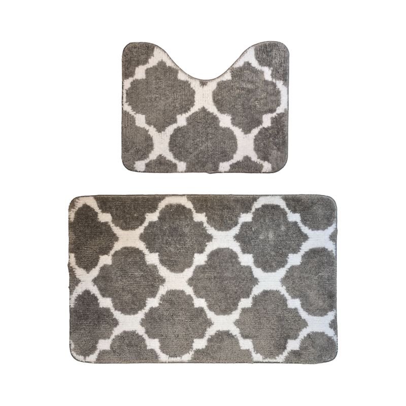 GENERICO - Conjunto De 2 Alfombra De Baño Suaves Absorventes Microfibra - Gris