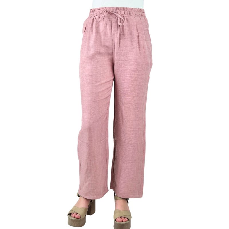 MPROPIA - Palazzo Verano Tipo Lino Pantalón Mujer Algodón Cintura Elasticada 615