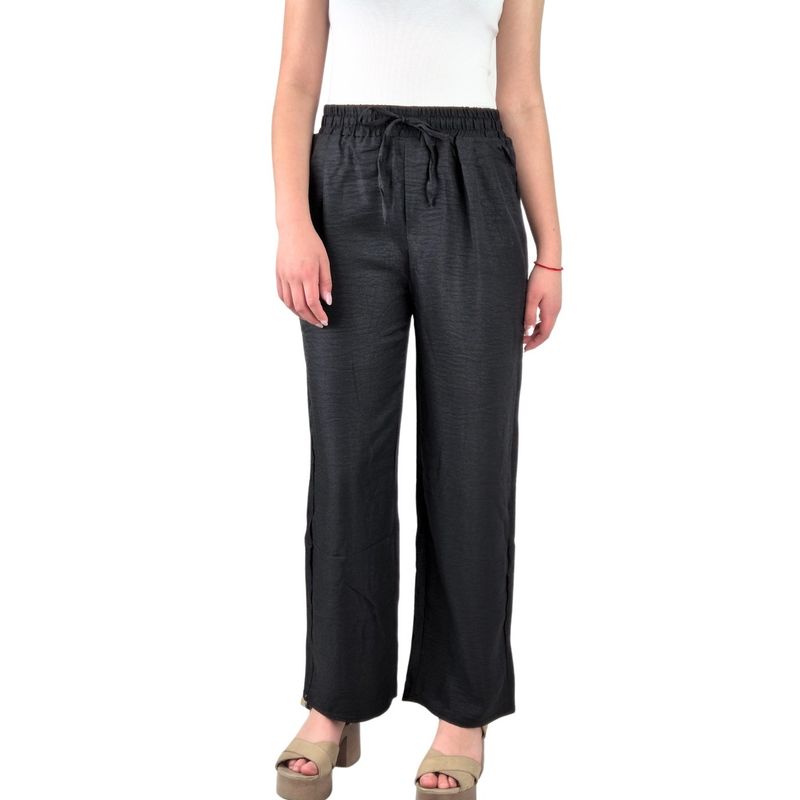 MPROPIA - Palazzo Verano Tipo Lino Pantalón Mujer Algodón Cintura Elasticada 615