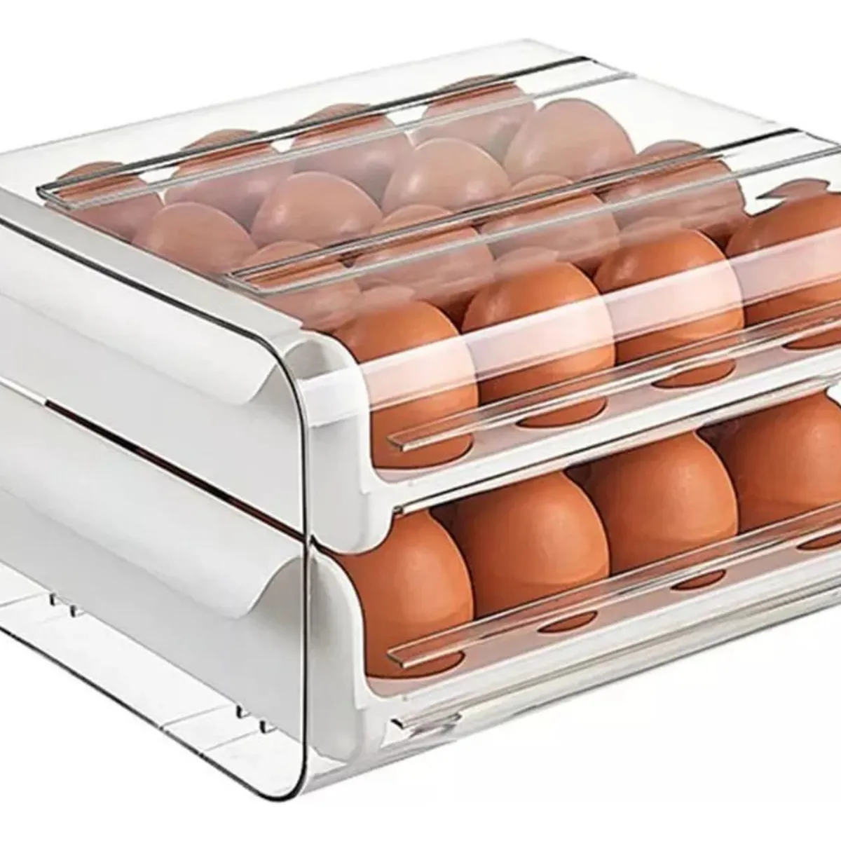 IMPORTCLICK - Organizador Portahuevos 2 Niveles 32 Huevos 26x23 CM Blanco - Turquesa