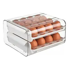 IMPORTCLICK - Organizador Portahuevos 2 Niveles 32 Huevos 26x23 CM Blanco - Turquesa