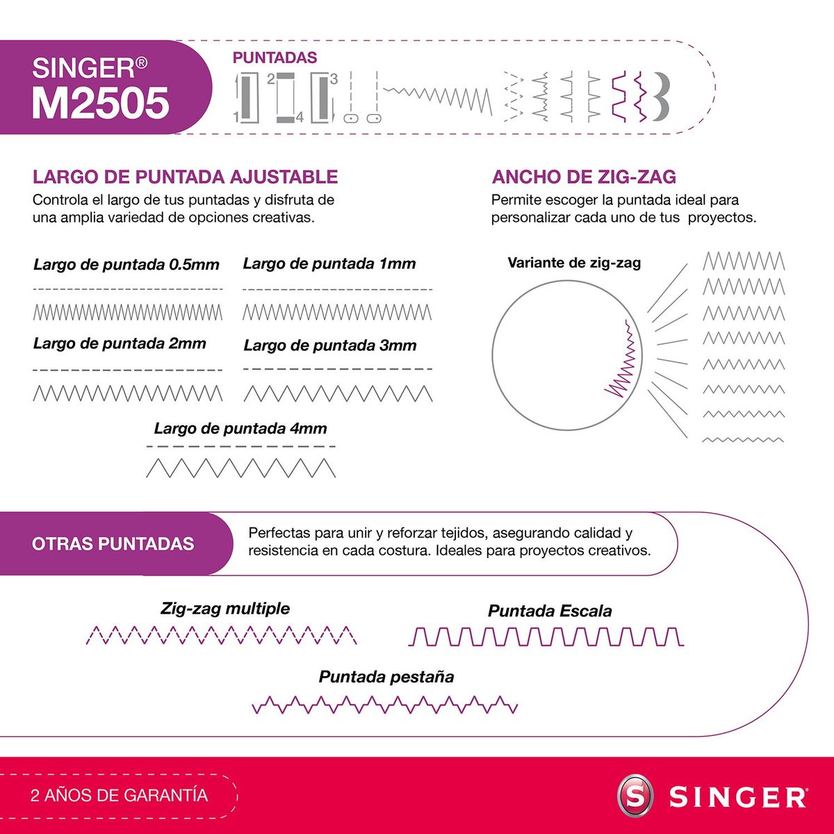 SINGER - Máquina De Coser Singer M2505 70W