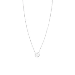 JB JOYAS BARON - Collar de Oro Blanco 18kt Diamante Punto Luz 10pts Corte Brillante