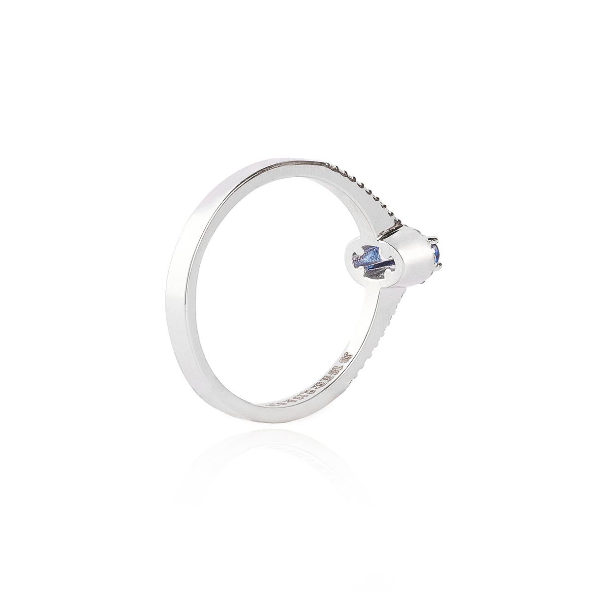 JB JOYAS BARON - Anillo de Oro 18kt Diamantes 13pts Corte Brillante Con Zafiro de 19pts