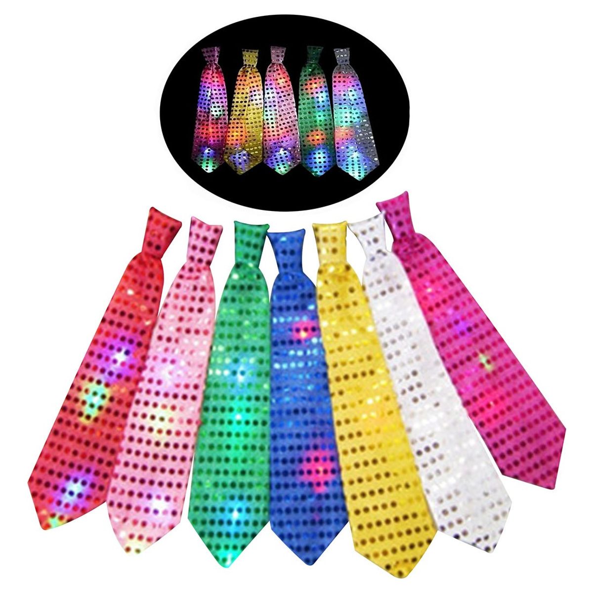 GENERICO - Pack 6 Corbata Luminosa Led Fiesta Celebración Cotillón