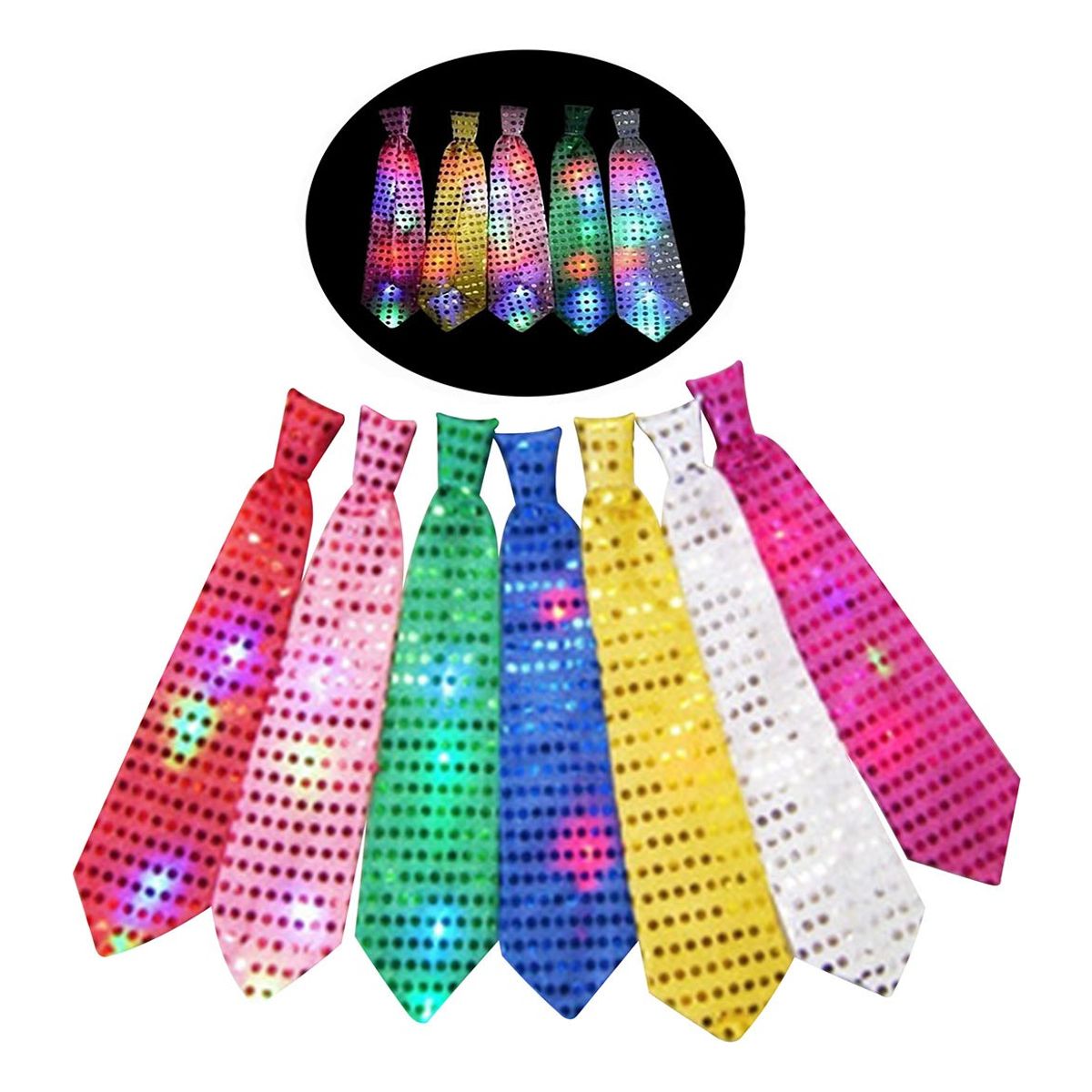 GENERICO - Pack 6 Corbata Luminosa Led Fiesta Celebración Cotillón
