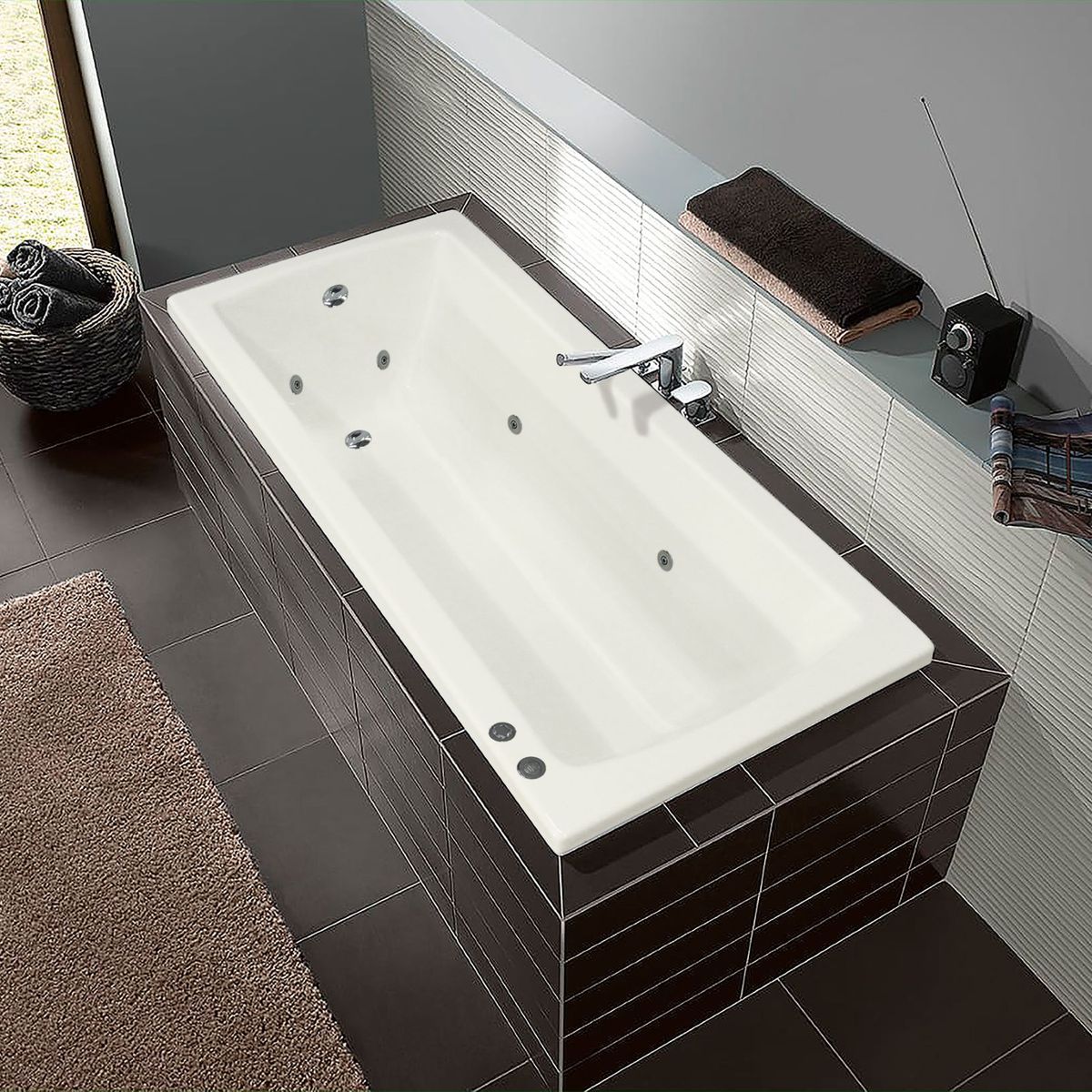 BUCK Y BUCK - Tina de Hidromasaje (160x72x40cm) 8 Inyectores, Motor Derecha