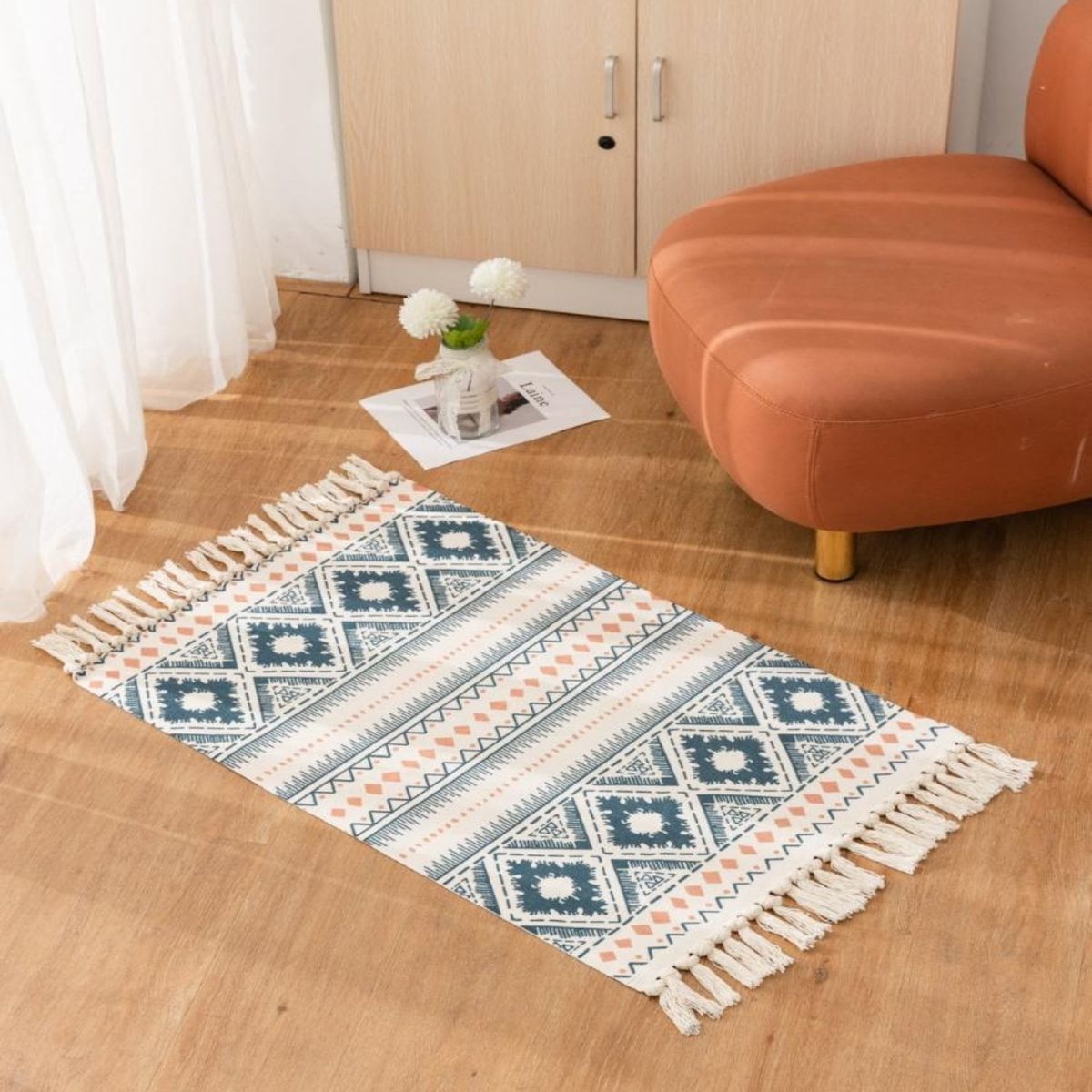 GENERICO - Set 2 Alfombras de Lino 60x90 cm para Bajada de Cama 4n01