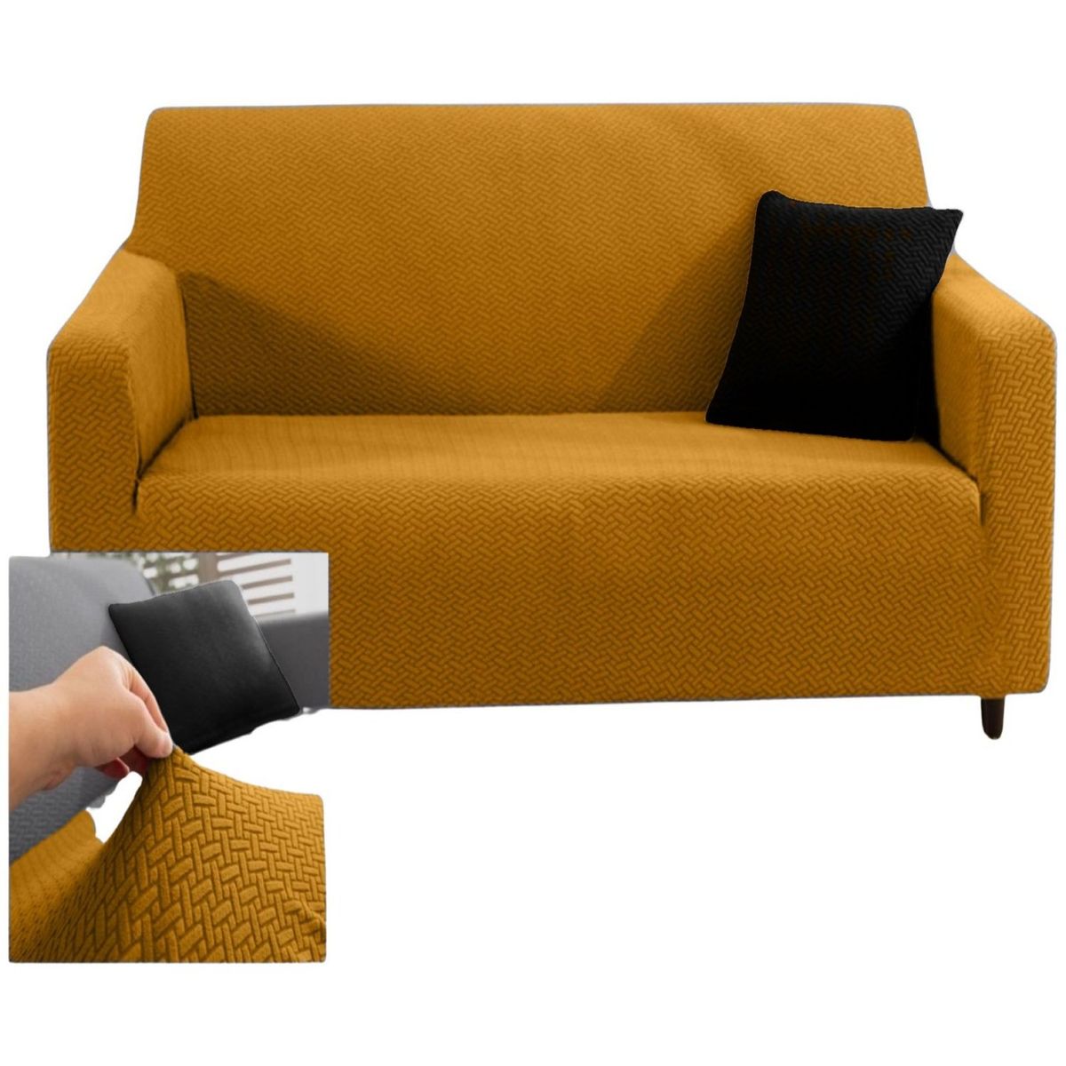 GENERICO - Juego Fundas Sofá Texturizadas 3+1+1 Antideslizantes 5n11