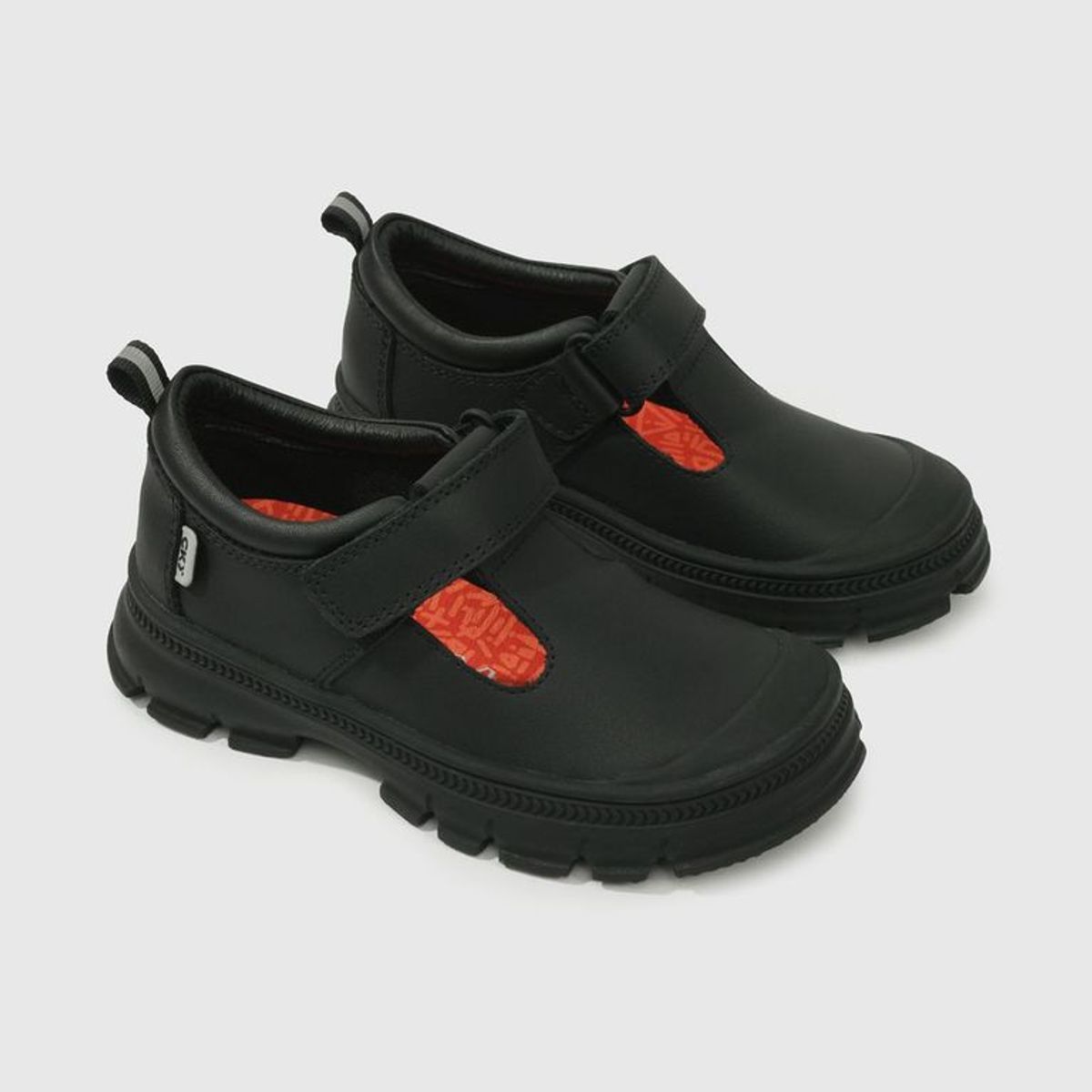 COLLOKY - Zapatos Escolares Reinas Negros Cuero Velcro