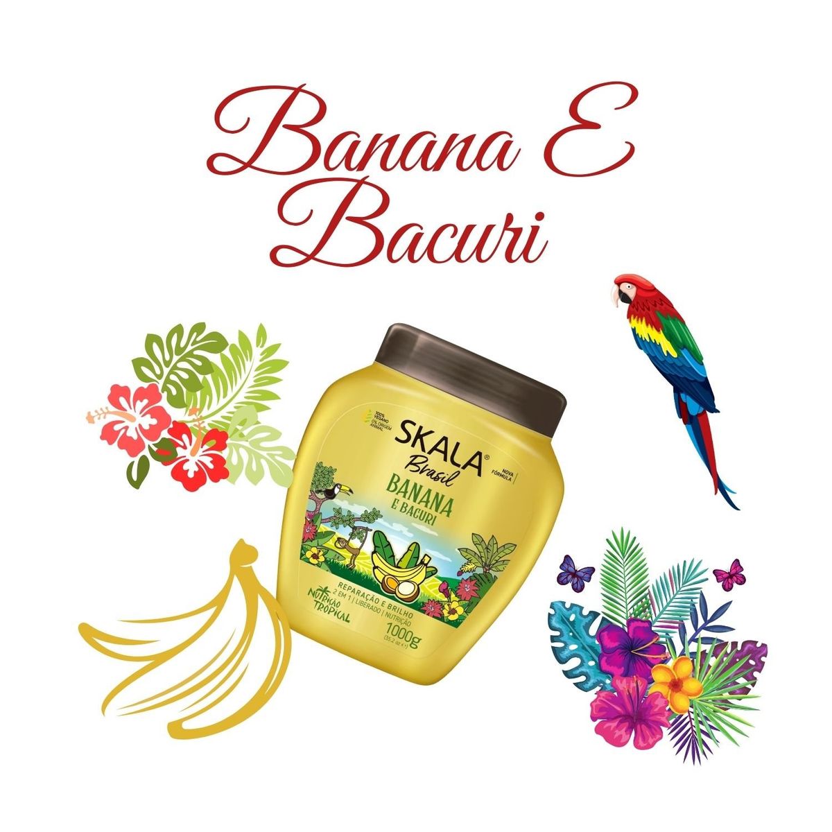 SKALA - Mascara Capilar Skala Banana y Bacauri 1000ml  Reduce el Frizz Nutre