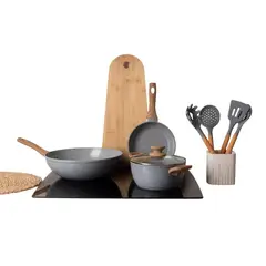 GENERICO - Bateria De Cocina 8 Piezas Antiadherente Ceramica Marmolada