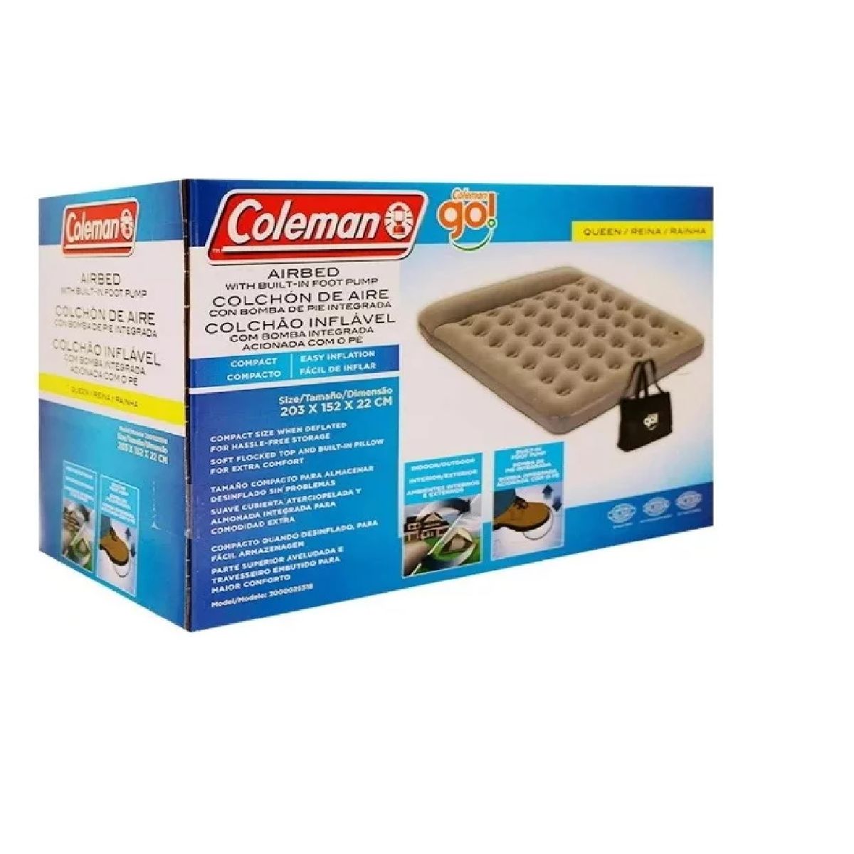 COLEMAN CABLE - Colchon Inflable 2 Plazas Coleman Con Bomba De Aire Pie