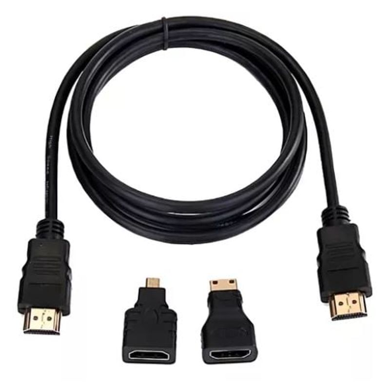 GENERICO - Cable Hdmi Mas Adaptadores Micro Hdmi Y Mini Hdmi