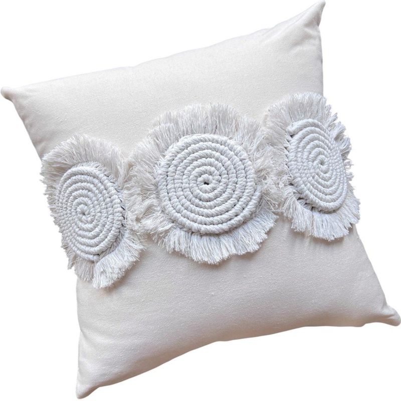 MANDIRHOME - Funda de Cojín Boho Crudo Aplicaciones Macramé Circulares