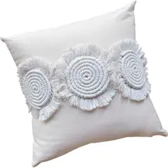 MANDIRHOME - Funda de Cojín Boho Crudo Aplicaciones Macramé Circulares